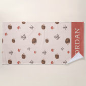 Serviette De Plage Cute Woodland Hérisson et Motif de champignons (Devant)