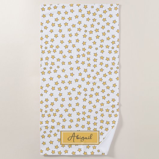 Serviette De Plage Cute Yellow Stars Motif Beach Towne (Devant)