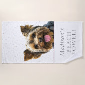 Serviette De Plage Cute Yorkie Dog Pet Animal Name Pattern (Devant)