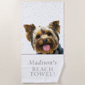 Serviette De Plage Cute Yorkie Dog Pet Animal Name Pattern (Devant)