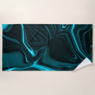Serviette De Plage Cyan clair et courbes foncées sur arrière - plan f