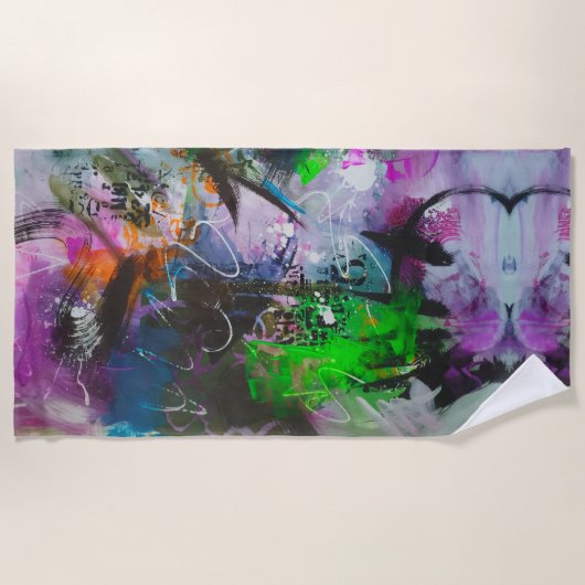 Serviette De Plage Cyberpunk Abstrait (Devant)