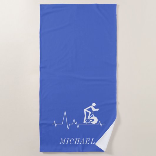 Serviette De Plage Cycle de rotation interne Heartbeat personnalisé (Devant)
