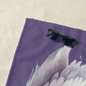 Serviette De Plage Cygne aquarelle avec fleurs de lavande (En situation)