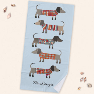 Serviette De Plage Dachshund Chien Saucisse Personnalisé