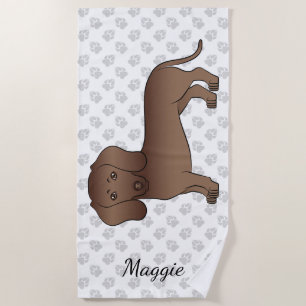 Serviette De Plage Dachshund de dessin animé aux poils courts au choc