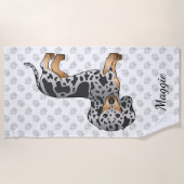 Serviette De Plage Dachshund Et Nom De Cheveux Courte Noir Et Tan (Devant)