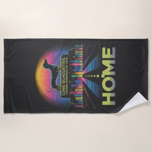 Serviette De Plage Dachshund Long Silhouettes, Longer Shadows Of Love (Devant)