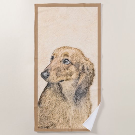 Serviette De Plage Dachshund (Longhaerien) Peinture - Art Chien origi (Devant)