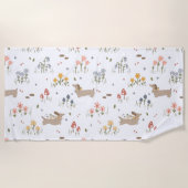 Serviette De Plage Dachshund Lover Weiner Chien Saucisse Chien Fleur (Devant)