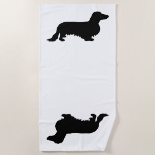 Serviette De Plage Dachshund Poil Long - Silhouette 1
