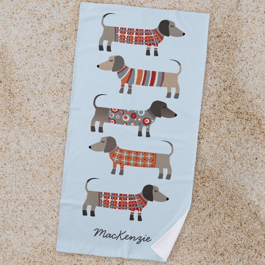 Serviette De Plage Dachshund Sausage Chien Personnalisé
