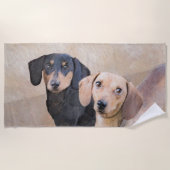 Serviette De Plage Dachshund (Smooth) Peinture - Art Chien original (Devant)