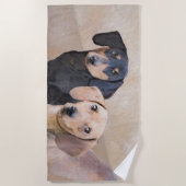 Serviette De Plage Dachshund (Smooth) Peinture - Art Chien original (Devant)