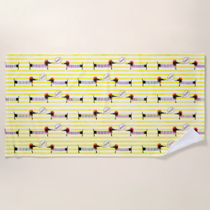 Serviette De Plage Dachshund Wiener Dog Bonjour
