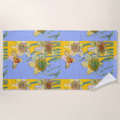 Serviette De Plage Daffodique Fleur Floral Aquarelle Lavande Jaune (Devant)