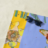 Serviette De Plage Daffodique Fleur Floral Aquarelle Lavande Jaune (En situation)