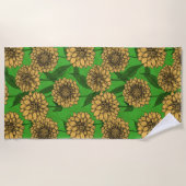 Serviette De Plage Dahlias en jaune et vert (Devant)