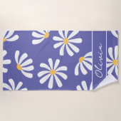 Serviette De Plage Daisy Floral Periwinkle Monogram Beach (Devant)
