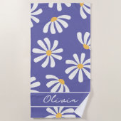 Serviette De Plage Daisy Floral Periwinkle Monogram Beach (Devant)