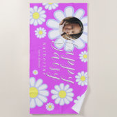 Serviette De Plage Daisy Simple Photo Violet (Devant)