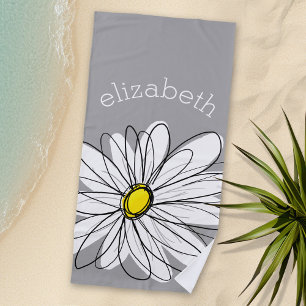 Serviette De Plage Daisy tendance avec gris et jaune
