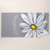 Serviette De Plage Daisy tendance avec gris et jaune (Devant)