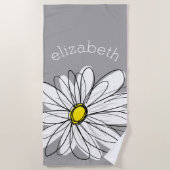 Serviette De Plage Daisy tendance avec gris et jaune (Devant)