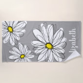 Serviette De Plage Daisy tendance avec gris et jaune (Devant)
