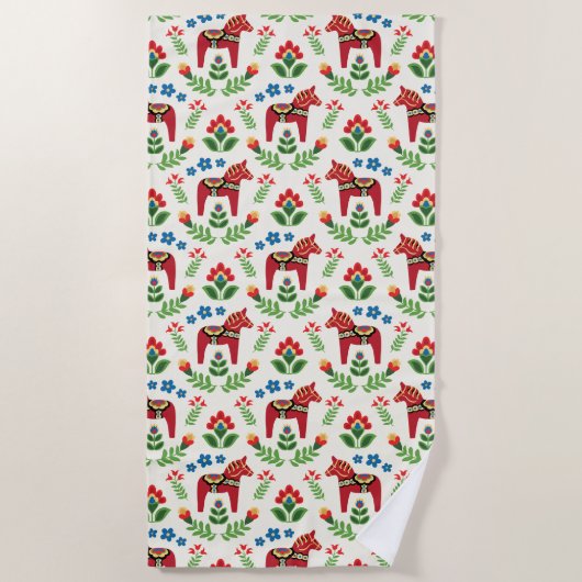 Serviette De Plage Dala suédoise Chevaux Red Beach Towne (Devant)