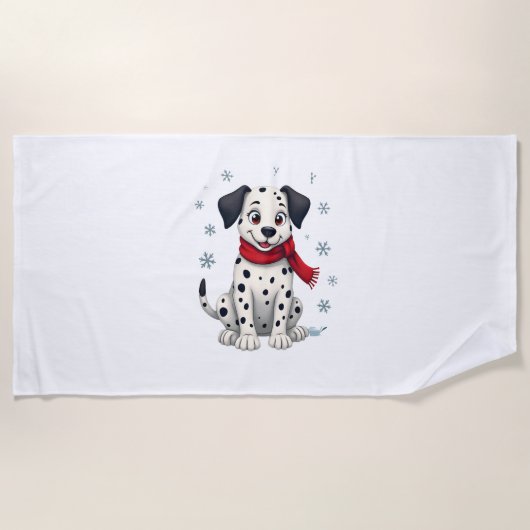 Serviette De Plage Dalmatie Snowy Fun chien (Devant)