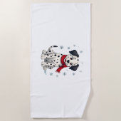 Serviette De Plage Dalmatie Snowy Fun chien (Devant)