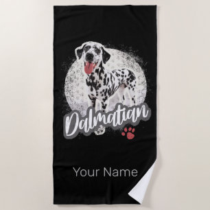 Serviette De Plage Dalmatien Avec Paw Vintage Chien Amateurs Design