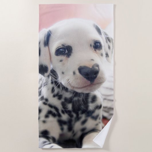 Serviette De Plage Dalmatien Nez de Coeur (Devant)