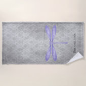 Serviette De Plage Damas de libellule violette (Devant)