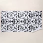 Serviette De Plage Damask blanc et noir (Devant)