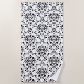 Serviette De Plage Damask blanc et noir (Devant)