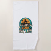 Serviette De Plage Dame de chat Halloween Épouvantable Maison hantée (Devant)