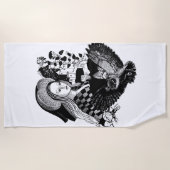 Serviette De Plage Dame et hibou nocturne (Devant)