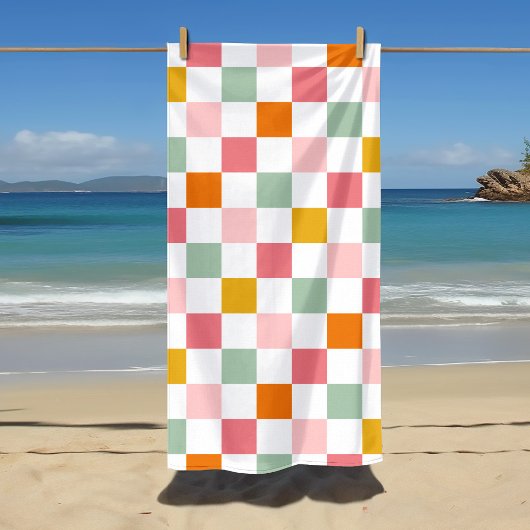 Serviette De Plage Damier Coloré