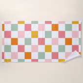 Serviette De Plage Damier Coloré (Devant)