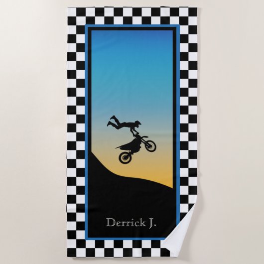 Serviette De Plage Damier de Motocross (Devant)