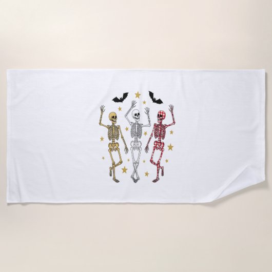 Serviette De Plage Dancing Skeleton Halloween (Devant)