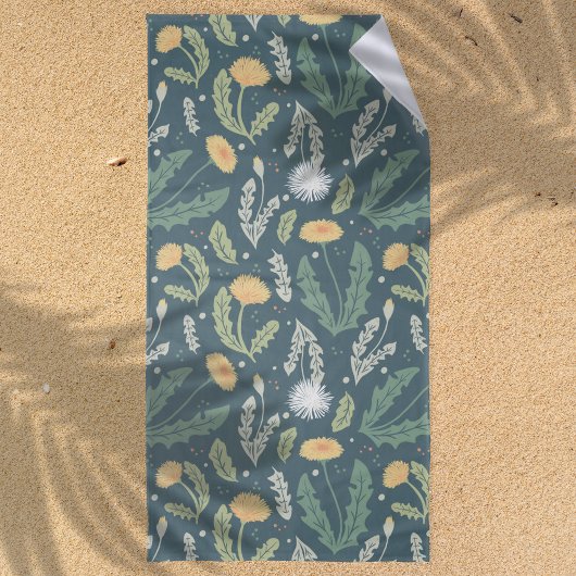 Serviette De Plage Dandelion Floral Weed Motif