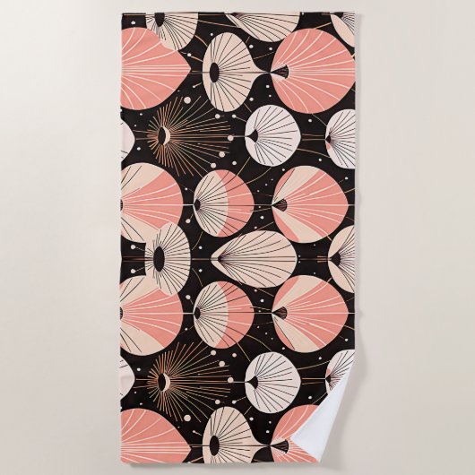 Serviette De Plage Dandelions -Mi-siècle- Design moderne rétro (Devant)