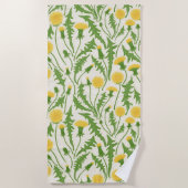 Serviette De Plage Dandelions, vert, jaune et blanc (Devant)