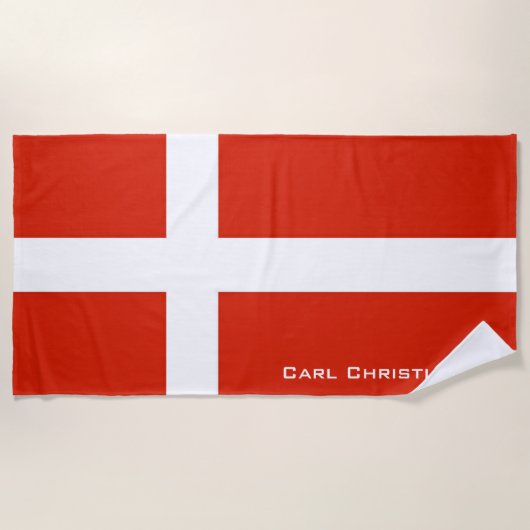 Serviette De Plage Dannebrog ; Le drapeau officiel du Danemark (Devant)