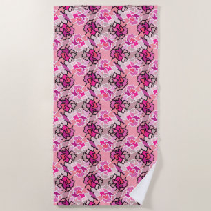 Serviette De Plage Dans L'Art Motif Géométrique Rose Du Milieu Du Siè