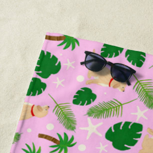 Serviette De Plage Dans les pics tropicaux roses
