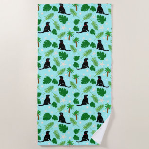 Serviette De Plage Dans l'océan bleu Tropical Black Dog Beach Towel